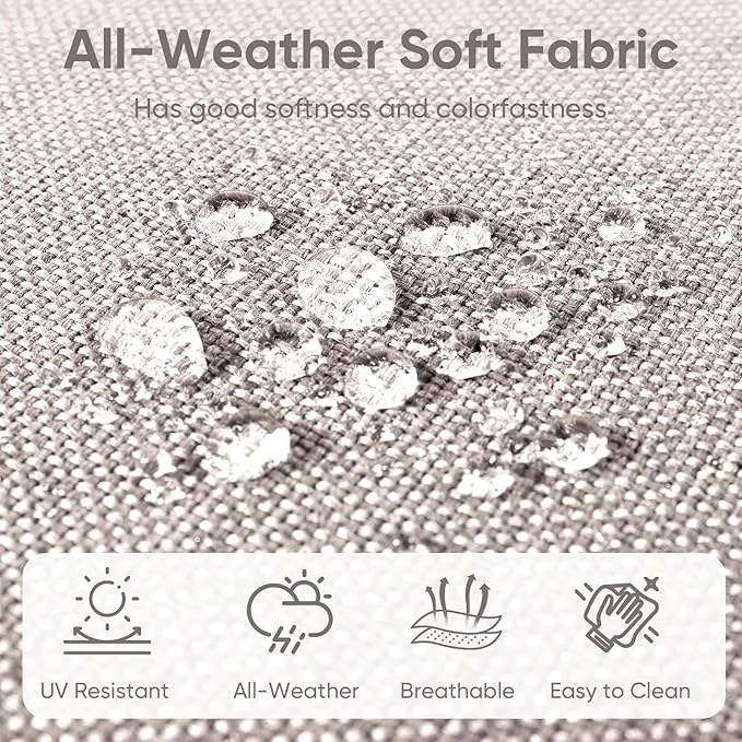 10-Piece Outdoor Patio Cushion Set - Fade & Water Resistant with Removable Olefin Cover, 22x24x4 Inch Memory Foam Cushions for Wicker Sectional Sofa – Beige/Buckle