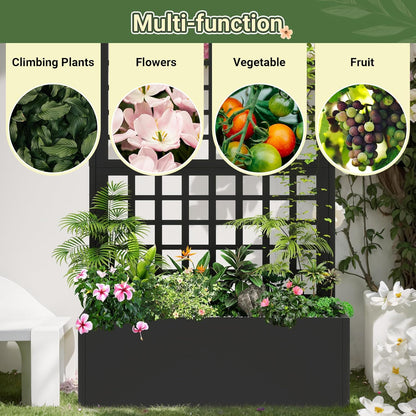Metal Planter with Trellis 72" x 36’’ x 16", Raised Garden Bed with Trellis, Planter Box with with Privacy Screen for Climbing Plants, Flowers, Vegetables, Fruits