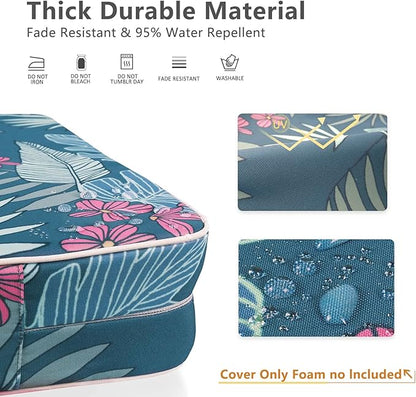 Porch Shield Patio Chair Seat Cushion Covers 4 Pack, Waterproof Cushion Slip Covers Outdoor, Replacement Covers Only, 19 x 19 x 4 Inch