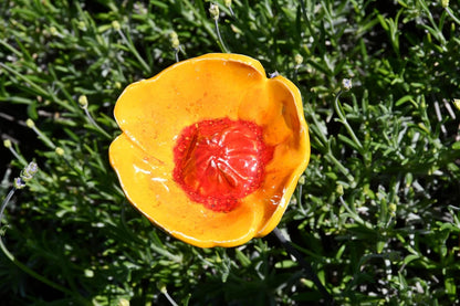 Ceramic Garden Decor - Flower Lawn Stake - Outdoor Statue - Perfect, Unique Gifts for Gardeners Woman, Men, Yard Gifts - Handmade, Frostproof