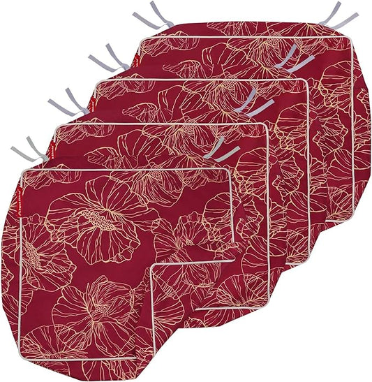 Porch Shield Outdoor Cushion Slipcovers Patio Chair Seat Cushion Covers Set 4 Waterproof Fade Resistant 22 x 20 x 4 inch, Summer Blooming