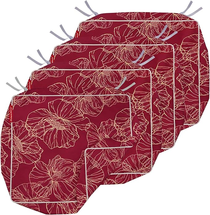 Porch Shield Outdoor Cushion Slipcovers Patio Chair Seat Cushion Covers Set 4 Waterproof Fade Resistant 24 x 24 x 4 inch,Summer Blooming
