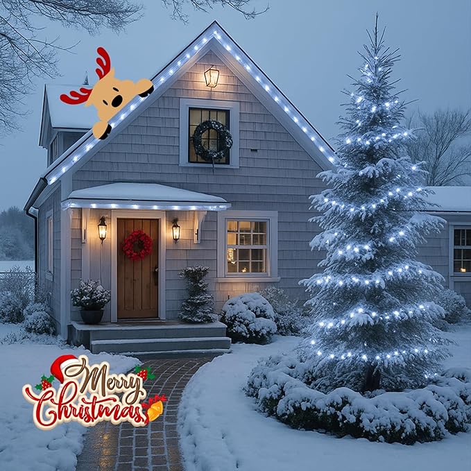 6 Pack 270FT Solar Christmas Lights Outdoor Waterproof, Super Bright 480 LED Solar String Lights with 8 Lighting Modes, Green Wire Twinkle Tree Light for Outside Xmas Party Decor (Cool White)