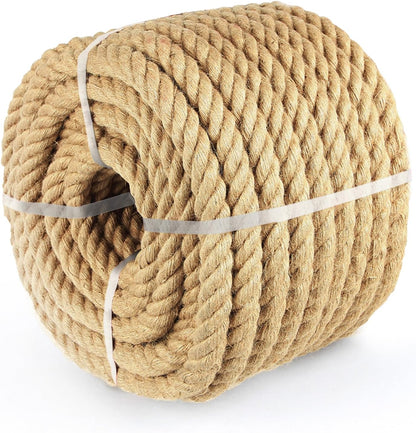 Vanhench Climbing Rope, Jute Rope 1IN X100Feet, Heavy Duty & Thick Sisal Hemp Nautical Rope for Tug of War/Swing/Team Building Games for Carnival Party/Bundling/Crafts