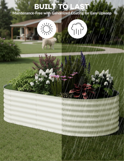 2 Pcs Raised Garden Beds Outdoor 6x3x2 ft - Galvanized Steel Planter Box for Vegetables, Flowers, Rust-Resistant Garden Box, Easy Assembly Raised Beds, Durable Planters for Outdoor Plants, Beige