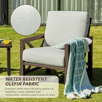 NATURAL EXPRESSIONS 3 Piece Patio Bistro Set, Outdoor Patio Seating Chair, Motion Rocking Chair, Stationary Rocker with Thick Olefin Cushions for Backyard,Porch,Poolside