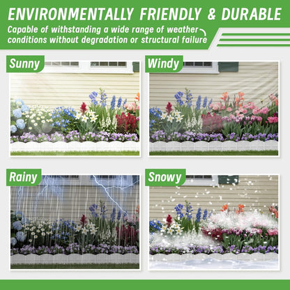 20Pcs Garden Edging Border Landscape Edging Lawn Garden Fence Decorative Landscape Border 20Ft Length Landscaping with 20 Pcs Stakes for Lawn Flower Bed Yard White