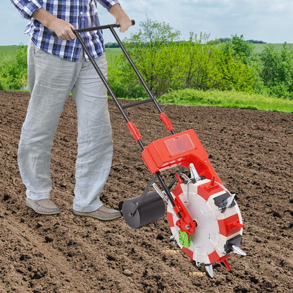 Manual Seeder,Garden Hand-Push Seeding Machine Walk-Behind Row Crop Planter Roller Seeding Hand Push Seeder for Soy Peanut Corn Cotton Soybean (6 Nozzles)