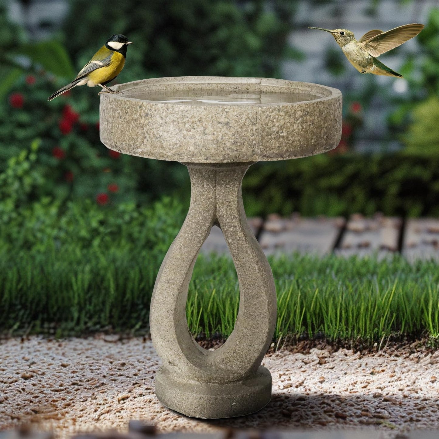 SKYFIRE 21.8”Birdbaths for The Garden Clearance -Concrete Modern Bird Bath for Outside, Yard Statue Decoration for Garden, Patio, Yard, Lawn -15.7”Dia X 21.8”H Contemporary Birdbath with Pedestal