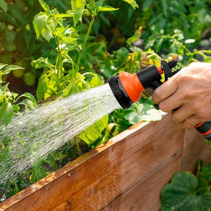 NEXCOVER Garden Hose Nozzle Sprayer - 7 Adjustable Watering Patterns Nozzle for Water Hose, Non-Slip Garden Spray Nozzle for Car Washing, Watering Plants, Pets Showering, Lawns Cleaning, Orange