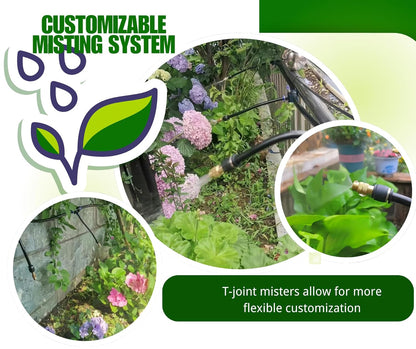 10pk Brass Misting Nozzles Tee 8 inch 360 Degree Adjustable Copper Sprayer, Compatible with1/4 trubing Hose Watering Plant Drip Irrigation Pneumatic Fittings Connection for Watering Garden(10pk)