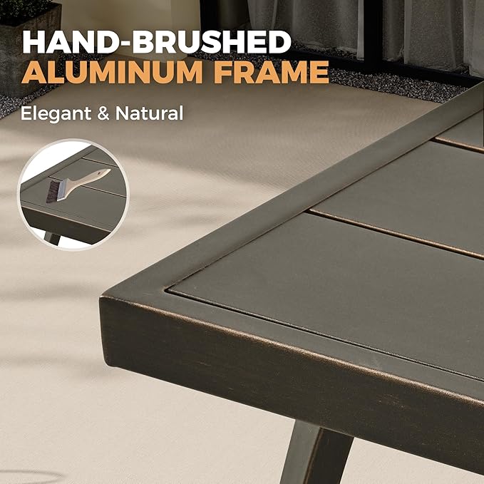 HAPPATIO 7 Piece Patio Swivel Dining Set, Aluminum Outdoor Dining Set for 6,Dining Table and Chairs Set, Patio Dining Furniture with Aluminum Table, Swivel Chairs and Washable Cushions (Black)