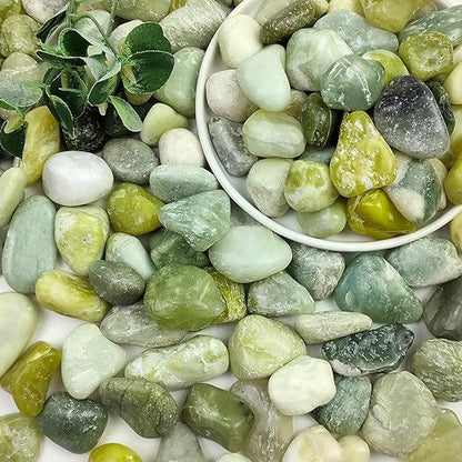 2LB Jade Pebbles for Indoor Plants, 0.7-1.2 Inch Natural Polished Stones,Decorative River Rocks for Succulent, Vase, Flowerpot, Landscaping, Outdoor Garden and Planters