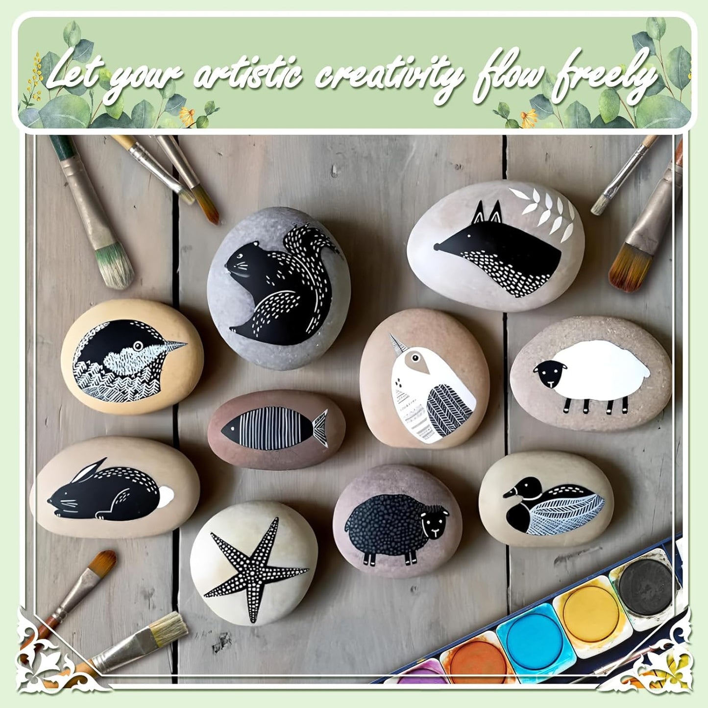 20LB Stones Pebbles River Rocks, 100% Natural Hand-Picked Premium Decorative Pebbles, Ideal for Garden Landscaping, Home Decor, Aquariums, Painting, Crafting and Gifts (Green, 20 Pounds)