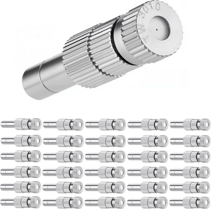 Mornajina 30 Pcs Brass Misting Nozzles Mister Replacement Nozzles with Filter Mesh Fit 1/4" Water Misting Nozzle Tees, 0.012"/0.3mm Orifice Misting System Heads Sprayer for Outdoor Cooling System