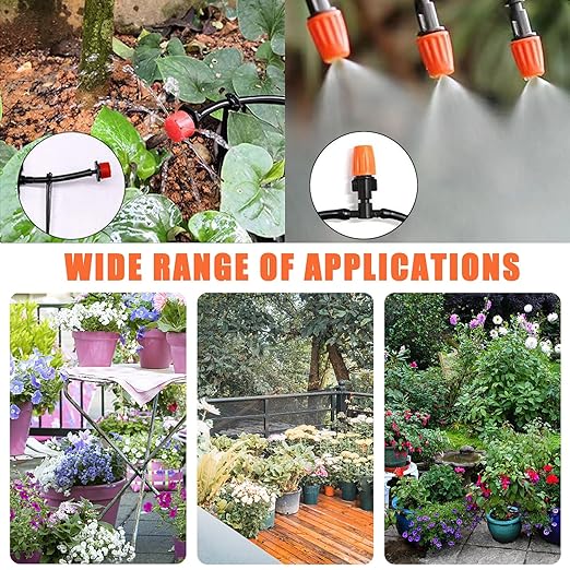 Drip Irrigation System, Irrigation System for Garden with 165FT 1/4 Inch Blank Distribution Tubing, DIY Saving Water Garden Watering System, Automatic Drip Irrigation Kits for Greenhouse Accessories