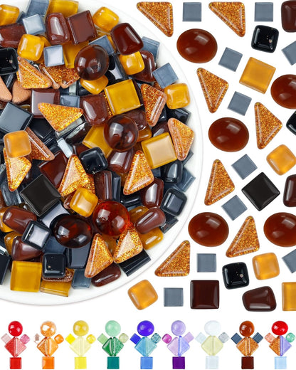 FIVEIZERO 420g Mosaic Tiles for Crafts - 280Pcs Glass Mosaic Kits, Mixed Shapes Mosaic Glass Pieces for Art, Irregular Tiny Mosaic Tile for DIY Projects, Home Decoration(Black)