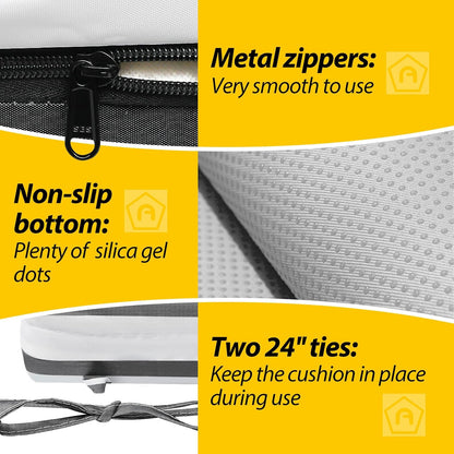 AAAAAcessories Outdoor Seat Cushions for Chairs, Waterproof, Fade-Resistant Patio Furniture Replacement Cushions, 21" x 21" x 4", Set of 2, Gray Cabana Stripe