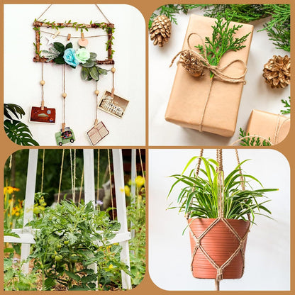 XSEINO 2400Feet Natural Jute Twine Strong Garden Twine Rope for Arts Crafts Gift Wrapping Gardening Tomato Climbing Plant Tie Floristry Packing Decor