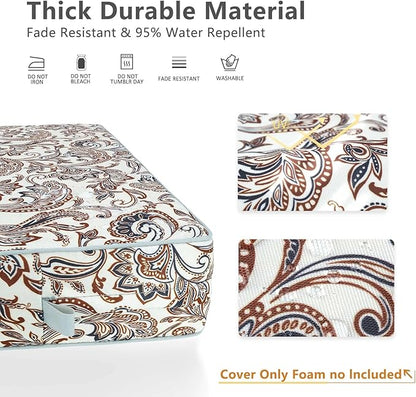 Porch Shield Outdoor Cushion Slipcovers Patio Chair Seat Cushion Covers Set 4 Waterproof Fade Resistant 19 x 19 x 4 inch, Paisley