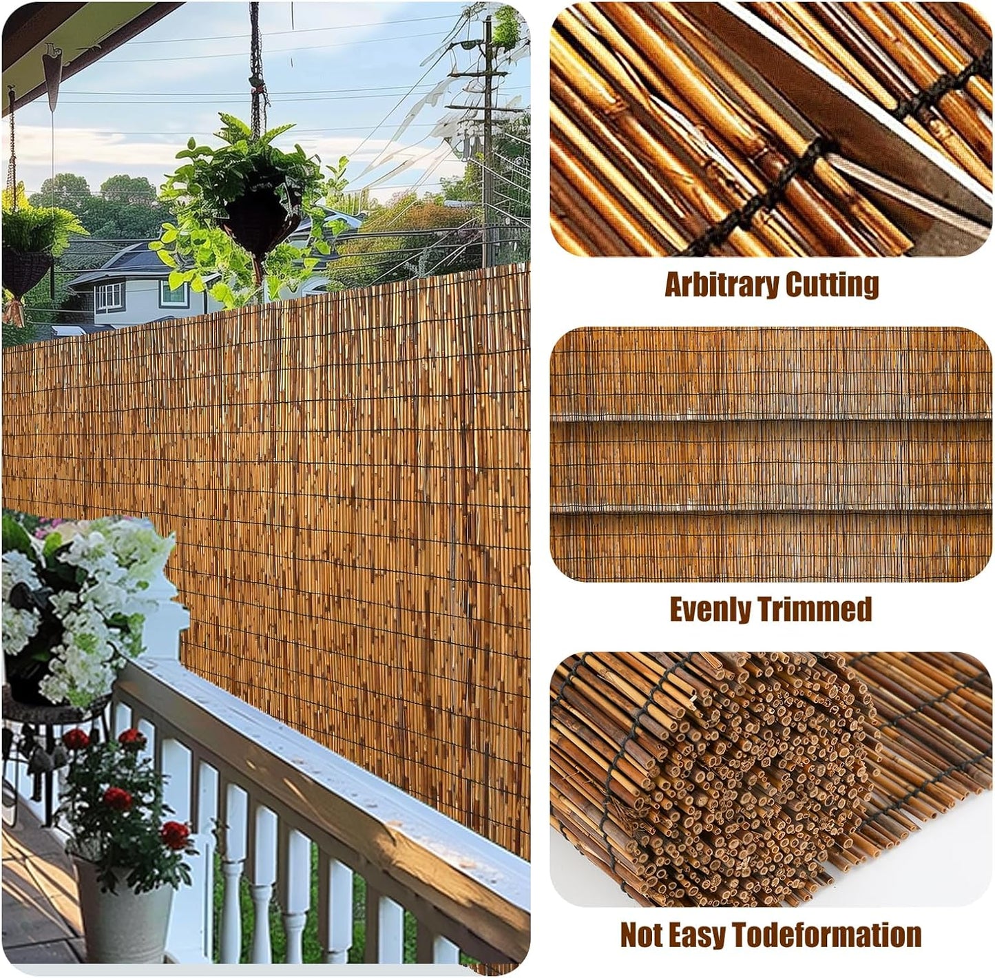 Natural Reed Fencing, Eco-Friendly Reed Fence, 3.3 feet High x 16.44 feet Long, Reed Screen for Backyard Patio Garden and More,Brown