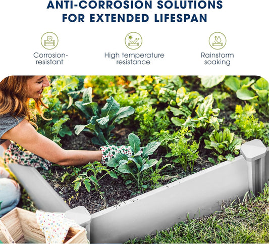 PASAMIC Durable Vinyl Raised Garden Bed, 6x3x1ft Raised Bed for Gardening, Planter Box with Open Bottom, Raised Garden Bed Outdoor, DIY Above Ground Garden Bed for Fruit, Vegetables, Herbs