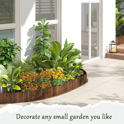 3PACK Wood Garden Edging Border Wooden Garden Fence No Dig Landscape Edging Decorative Flower Bed Border Courtyards Planting Tree Fence Patio Path Edging -7.87" H x 48" L (12FT Total Length)