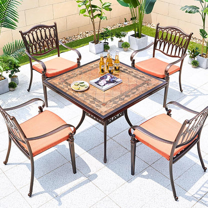 Outdoor Table Tile Square Patio Table All Weather Aluminum Frame Outdoor Dining Tables for Lawn Garden Backyard (90 * 90cm Aluminium Red Square Tables)