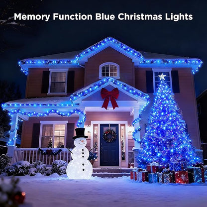 BlcTec Christmas Lights Indoor Outdoor, 300 LED 108FT Christmas String Lights with UL Certified, 8 Lighting Modes, End to End Connectable, Timer, Waterproof & Memory for Xmas Decorations, Blue