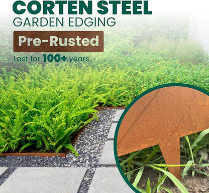 Corten Steel Landscape Edging 40 Inch Strips Steel Landscape Edging Metal Garden Edging Border Rusted Edge 4.5 Inch Depth Steel Edging for Landscaping Lawn Yard 6 pcs by GZGNEEVL