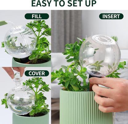 19 oz Extra Large Plant Self Watering Globes Top Fill, Plastic Water Bulbs, Slow Release Terracotta Self Watering Planter Insert, Plant Watering Devices System, Water Spikes Stakes, 2 Pack
