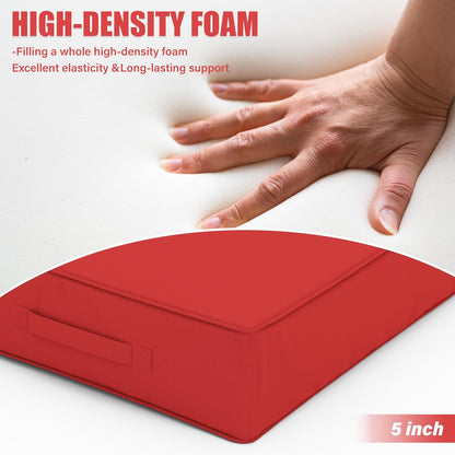 Patio Chair Cushions 24 X 24 X 5 Inch Waterproof Outdoor Seat Cushions for Patio Furniture, Outdoor Sofa Couch Pads with Ties & Handle, Set of 2, Red