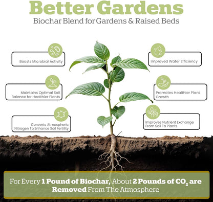 Wakefield Biochar Blend with CarbonBoost™ Technology – Enhanced Water & Nutrient Retention for Raised Bed Garden Soil - Ultimate Organic Potting Soil Mix for Vegetables, Gardens and Houseplants - 1CF