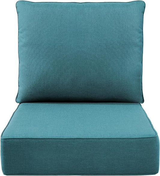Luxury 6" Outdoor Cushions for Patio Furniture, 24x24x6" Thick Seat Cushion Set, Fade Resistant Couch Chair Replacement Cushions High Density Deep Wicker Chair Cushion with Removable Cover, Green
