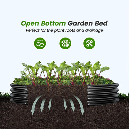 Land Guard 3×3×1ft Galvanized Raised Garden Bed Kit, Round Galvanized Planter Raised Garden Boxes Outdoor, Large Metal Raised Garden Beds for Vegetables, Grey