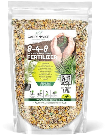 8-4-8 Professional Palm Tree Fertilizer Plant Food; for Indoor Potted Plants and Outdoor Landscape Palm Trees; Quick-Release Nitrogen Fertilizer and Continuous Feeding (3 QUARTS)