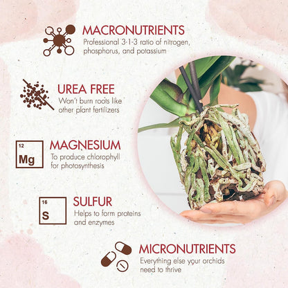 Orchid Plant Food (5 oz, 50+ Applications) - Bloom Booster Fertilizer Pellets for Orchids in Pots - Slow Release Nutrients for Healthy Flower & Reblooms