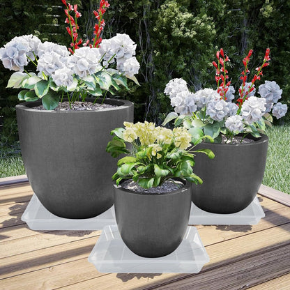 Square Plant Saucer 12 Inch 5 Pack, Strong Clear Plastic Flower Plant Pot Saucer, Square Planters for Indoors and Outdoors Plants, Garden Plant Saucers for Pots Plant Trays.