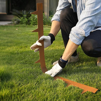 Worth Garden 33ft. Galvanized Steel Landscape Edging - 10-Pack 40" Metal Edging for Landscaping with 11 Stakes, Bronze Powder Coating Hammer-in Lawn Edging for Yard Pathway Divider