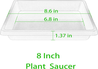 Square Plant Saucer 8 Inch 4 Pack 6 10 12 14 16 18 20 inch, Saucers for Potted Plants and Water Catcher Tray, Plant Drip Trays and Flower Pot Saucers, Plant Saucers for Indoors and Outdoors