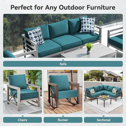 Luxury 6" Outdoor Cushions for Patio Furniture, 24x24x6" Thick Seat Cushion Set of 10, Fade Resistant Couch Chair Replacement Cushions High Density Deep Wicker Chair Cushion w/ Removable Cover, Green