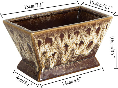 ARTKETTY Succulent Pots - 7 Inch Large Plant Pot with Drainage, Shallow Bonsai Pots Ceramic Succulent Planters for Indoor Outdoor Plants, Modern Cactus Pot Decorative Home Office