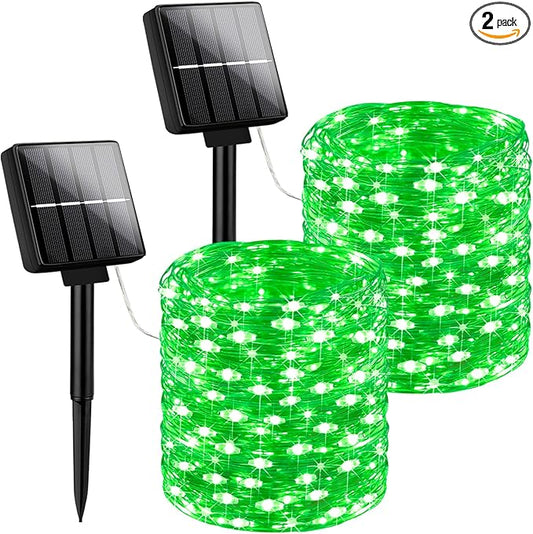 Brightever Outdoor Solar String Lights Waterproof, 2-Pack Total 80FT 200LED Solar Fairy Lights for Outside with 8 Lighting Modes, Solar Twinkle Lights for Yard, Christmas, Party (Green)