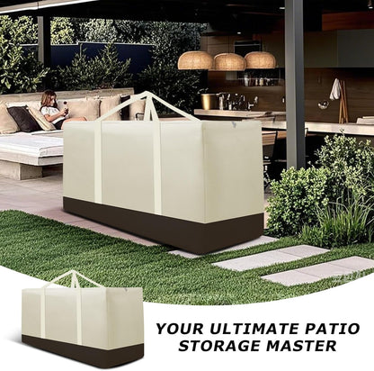 2 Pack Cushion Storage Bag Waterproof Outdoor Cushions Storage Bag 68" L x 30" W x 20" H Large Patio Furniture Cushion Storage Bags with Handle and Zipper (Beige, 2 Pack)