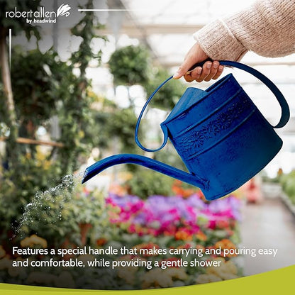 Headwind Willow Oceanside Blue 0.5 Gallon Galvanized Decorative Metal Garden Watering Can for Indoor & Outdoor Plant Care – Vintage Gardening Plant Watering Can by Robert Allen