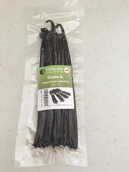15 Organic Grade A Madagascar Vanilla Beans for Extract and Baking by FITNCLEAN VANILLA| Certified USDA Organic. 6"-7.5" Bulk Bourbon Fresh NON-GMO Whole Gourmet Pods
