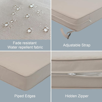 LVTXIII Patio Chair Cushions 19"x19"x3", Water-Repellent Outdoor Seat Cushions for Patio Furniture, Square Chair Pads with Ties for Home Garden Decoration, Set of 2, Beige