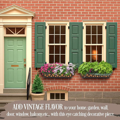 2 Pack 32IN Window Box Railing with Adjustable Brackets, Hanging Flower Planter Basket with Coco Liner for Outdoor Balcony Porch Fence Patio (Black)