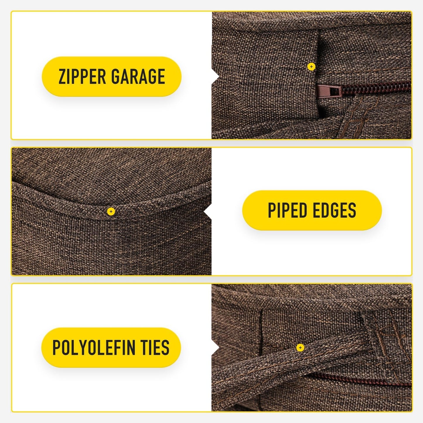 SUNROX Gel Memory Foam Chair Cushions, FadeShield Water-, Stain-Resistant Durable Reversible Seat Cushion Pads with Ties for Indoor/Outdoor Kitchen Dining Office, 19"x19", Set of 2, Heather Chestnut