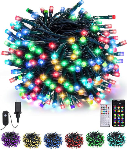 XEWEA Color Changing Christmas String Lights Outdoor, 200 LED 66 Ft Smart RGB Christmas Lights with Remote & App Controlled, Plug in Indoor Outdoor Halloween Xmas Wedding Party
